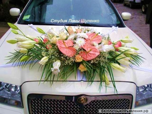 Оформление свадебных машин в Симферополе и Крыму. Большой бант на машину