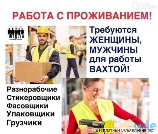 Вахта/Москва и Подмосковье. Упаковщики/Без опыта/ Проживание + обед