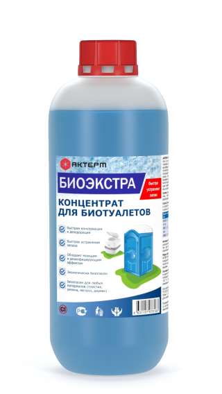 Жидкость для биотуалета и выгребных ям АКТЕРМ БиоЭкстра (КОНЦЕНТРАТ), 1л