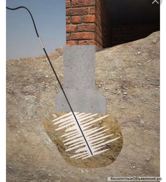 Усиление, ремонт, укрепления фундамента без копки, цементация грунтов