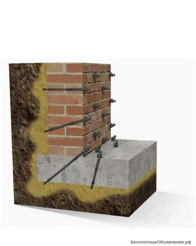 Усиление, ремонт, укрепления фундамента без копки, цементация грунтов