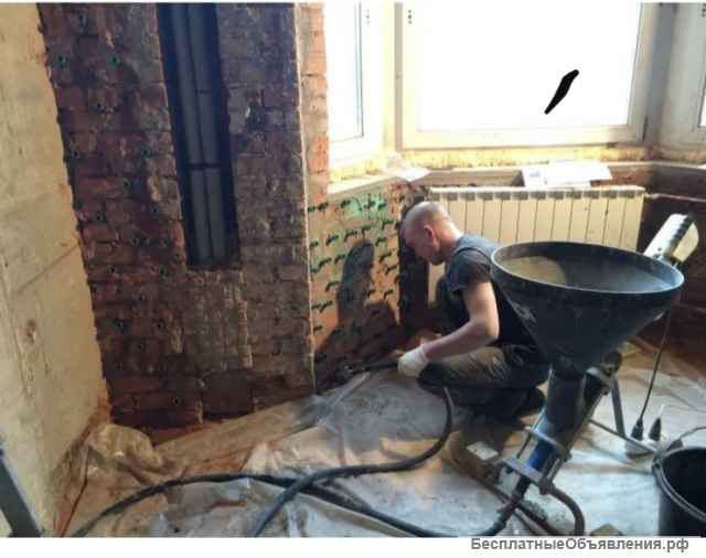 Устранение проседания дома методом инъектирования. Гидроизоляция