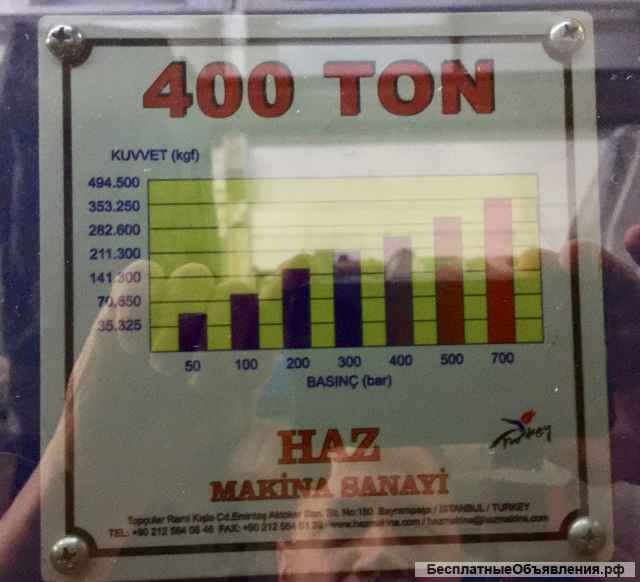 Пресс - 400 тонн 2013 года.: HAZ MAK. SAN NIYAZI DALBEYLER (MAKINA SANAYI)