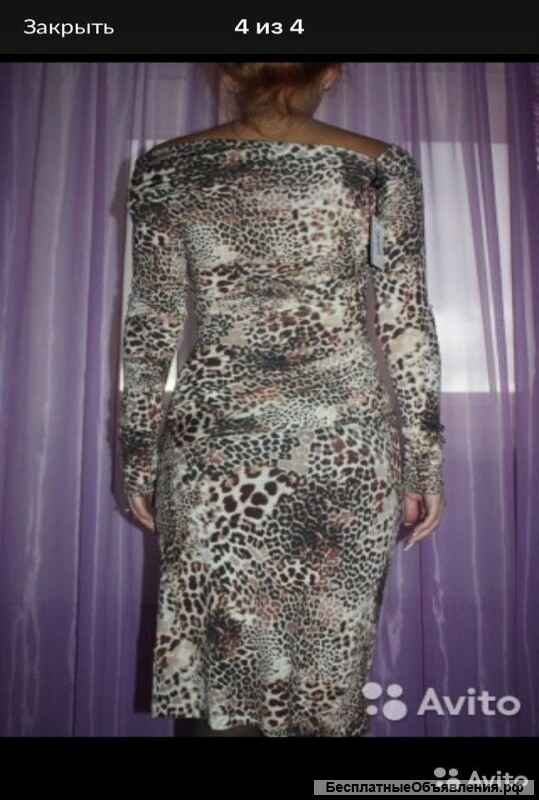 Платье новое blumarine италия м 46 леопард шерсть миди теплое бежевое коричневое кофейное