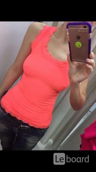 Майка топ новая женская liu jo 44 46 м рамзер оражева оранж ткань стрет кружева лето летняя одежда б