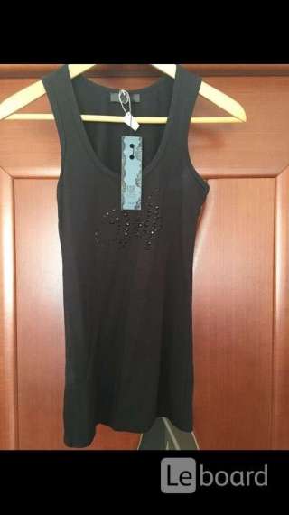 Майка топ новая женская vdp италия 42 44 s стразы сваровски swarowski камни кристаллы черная хлопок