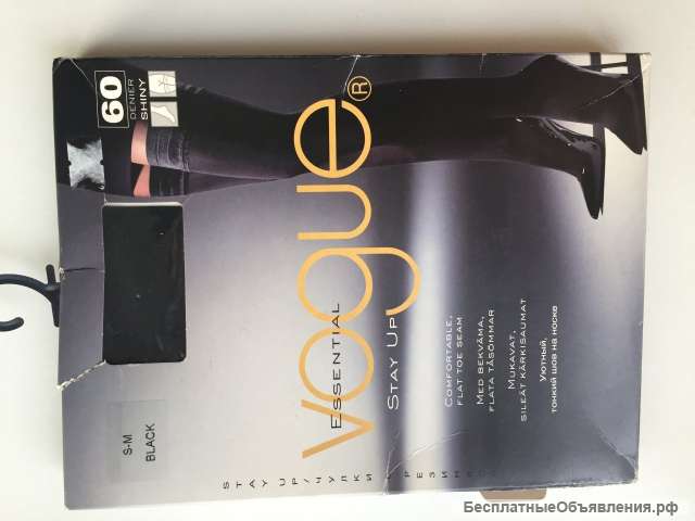 Чулки новые vogue 46 m 60 ден черные плотные на резинке женские полиамид эластан колготки гетры голь