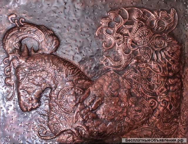 Чеканка. Панно. "Рыцарь Улиток"