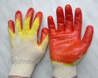 Перчатки трикотажные хб одинарный облив латекс