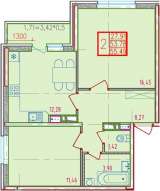 2 к.кв. 54 м2 16 эт Перспектива