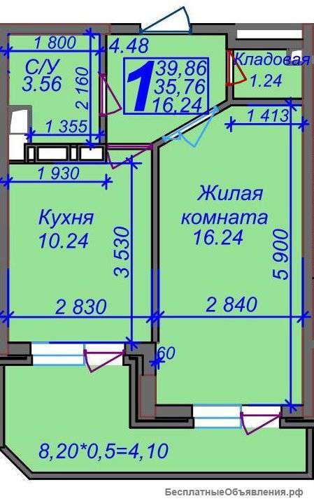 39.86 м2 квартиру