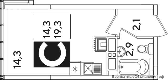 Студия 22 м2 ЖК Самолет-6