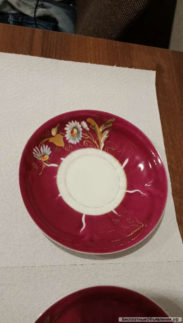 Две чайные пары Кузнецовского фарфора номер один