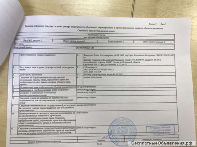 Земельный участок в Московской области