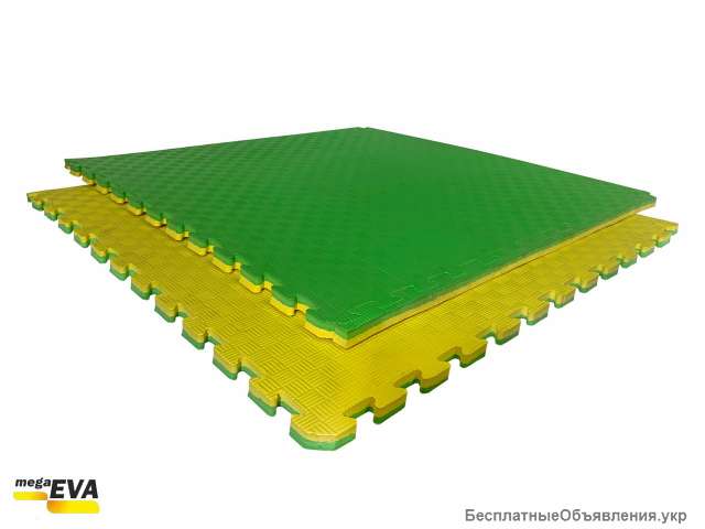 Мат-татами "ласточкин хвост" 80 кг/м3 20мм зелено-желтые Т1