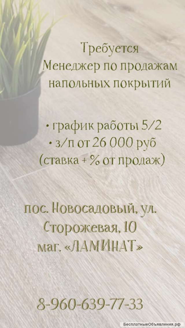 Менеджер по продажам напольных покрытий