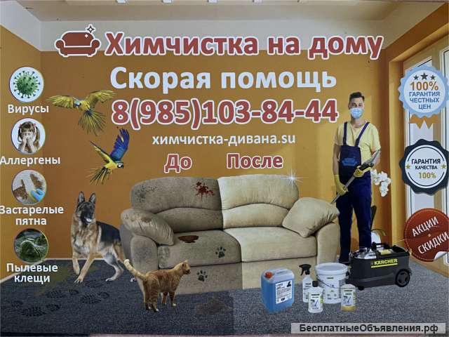 Химчистка, чистка диванов и ковров на дому