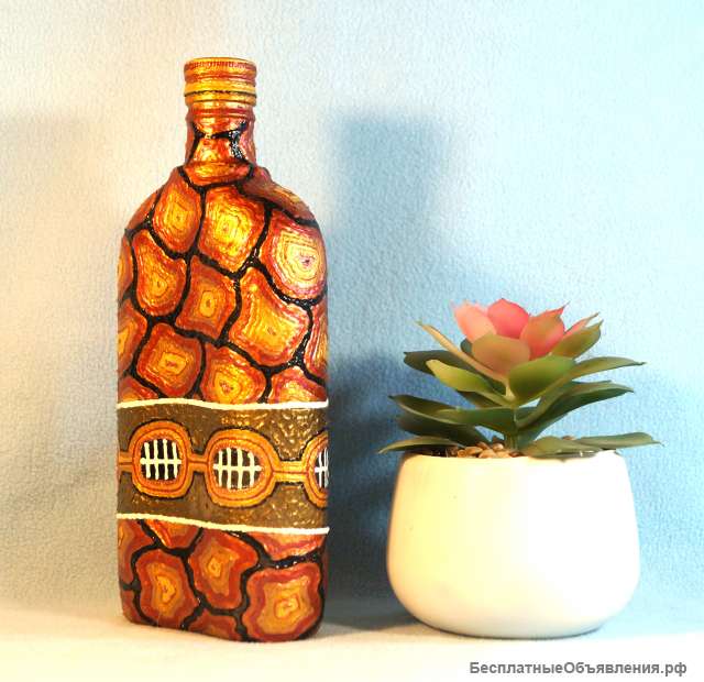 Фляжка плоская с ручной росписью