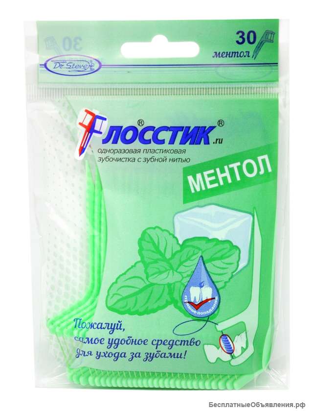 Зубная нить, зубочистка "Флосстик" 30 шт. ментол