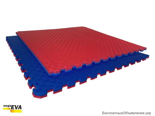 Мат-татами "ласточкин хвост" 120кг м3 26мм красно-синий Т2
