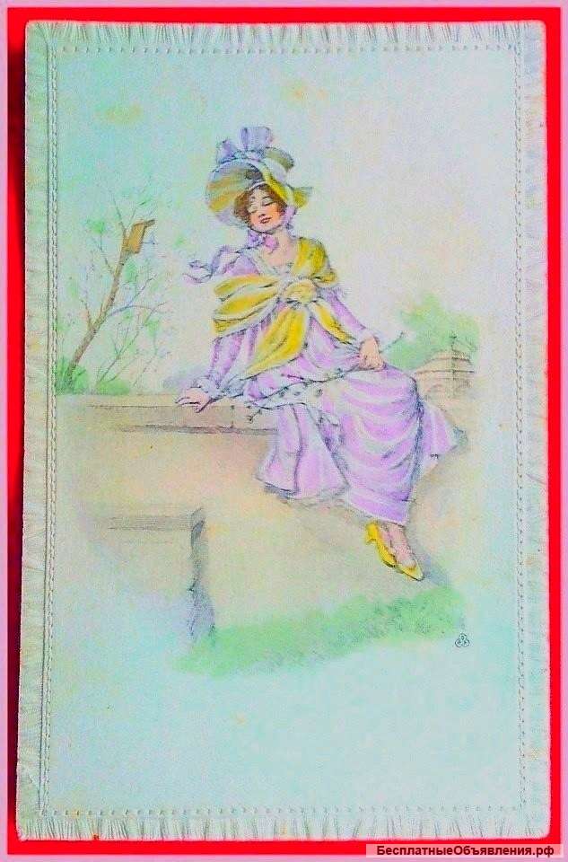 Редкая открытка. "Девушка весна"1909 год.