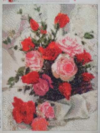 Готовая алмазная вышивка (мозаика) 40х30 см. "Букет роз"