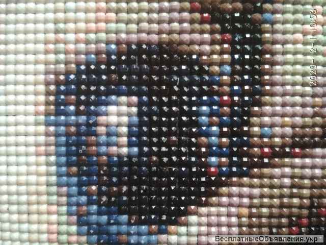 Готовая алмазная вышивка (мозаика) 35х35 см. "Мопс"