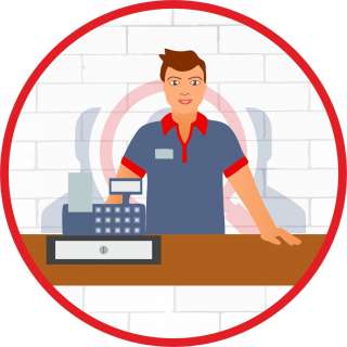 Ночной продавец кассир в продуктовый магазин