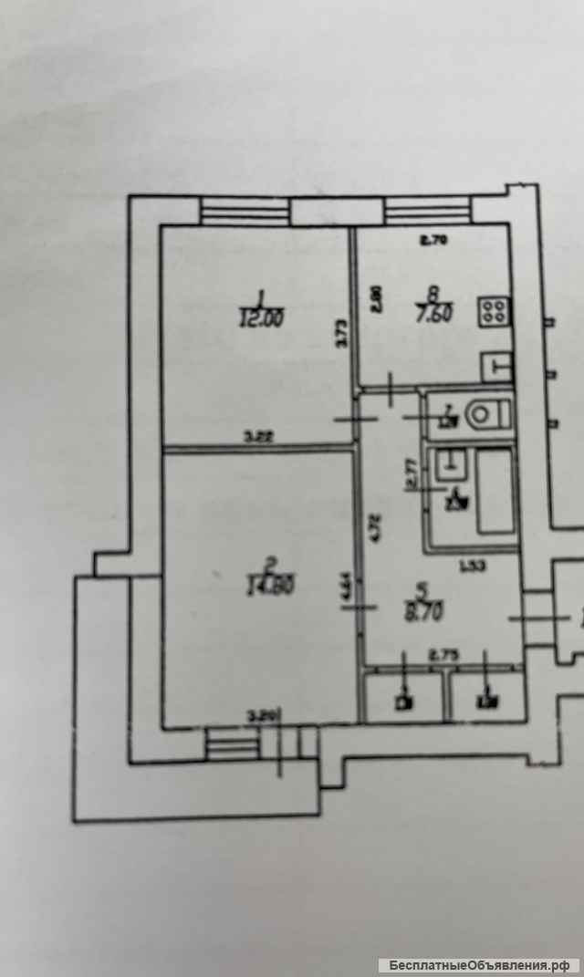 2к.кв 50м2 11/14эт.