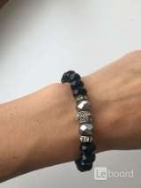 Браслет бижутерия черный бусины стразы Сваровски Swarovski Pandora Пандора украшение аксессуар мода