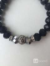 Браслет бижутерия черный бусины стразы Сваровски Swarovski Pandora Пандора украшение аксессуар мода