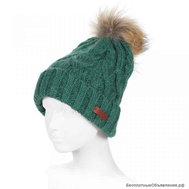 Шапка новая noryalli шерсть альпака меринос тифани бубон мех женская вязаная мятная зимняя теплая мя