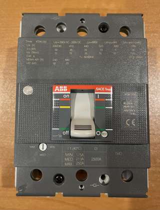 Автоматический выключатель ABB серии Tmax XT3N 250 TMD 125A 36 kA 3P 1SDA068059R1