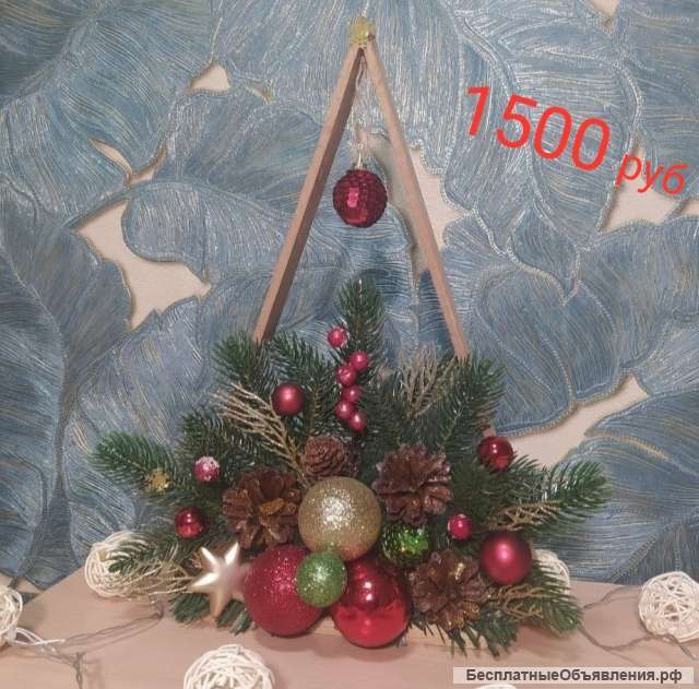 Новогодние ёлки и венки ручной работы