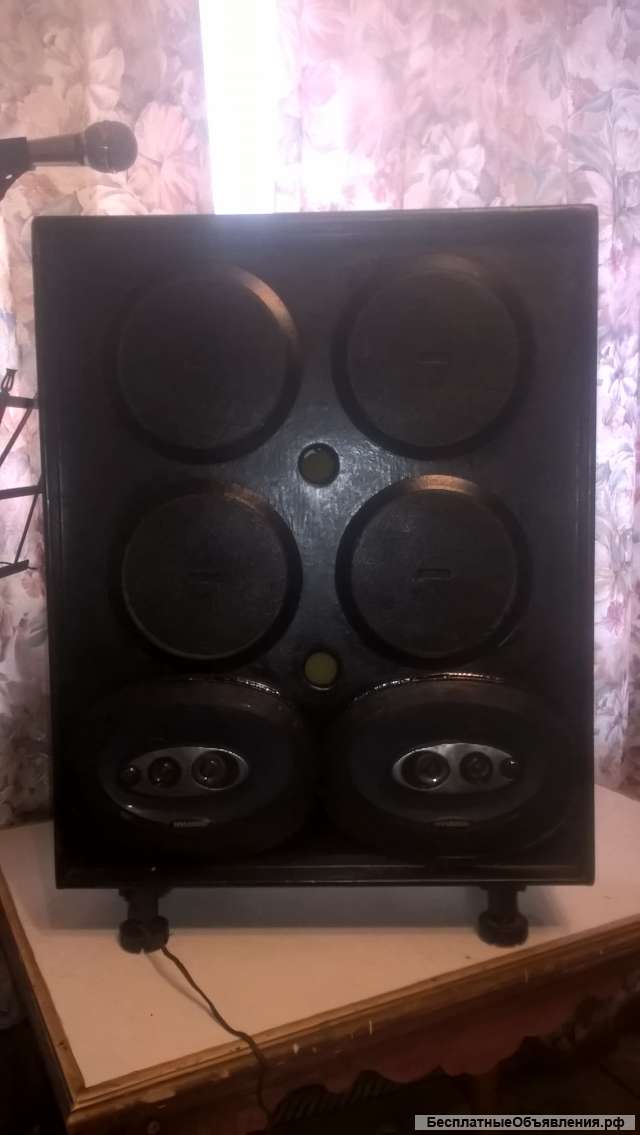 Бумбокс, блютуз, 12 v, 14 Ah, 3 усилителя, 6 вх каналов