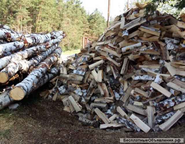 Дрова березовые колотые, пеньки