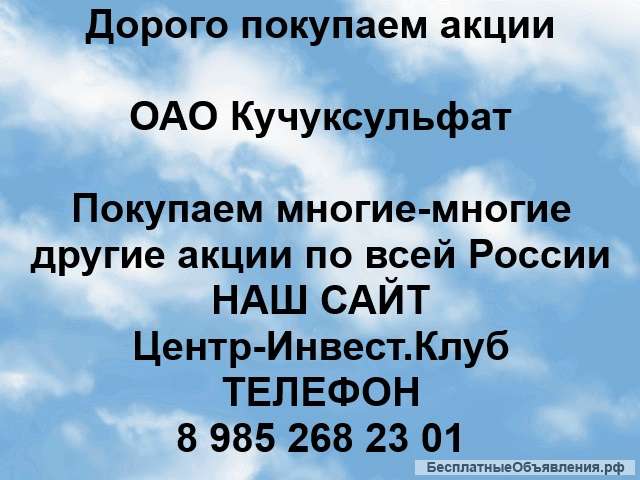 Покупка акций ОАО Кучуксульфат