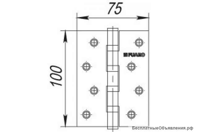 Петля дверная, универсальная Fuaro U1004BB-SN (матовый никель)