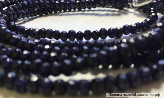 Колье Сапфир, темно-синий (натуральный камень)