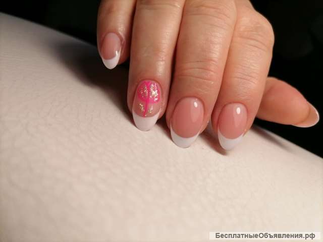 Комбинированый маникюр. Выравнивание ногтевой пластины базой. Покрытие гель-лаком под кутикулу. Нар.