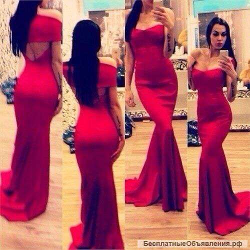 Вечернее красное платье со шлейфом, возможен обмен