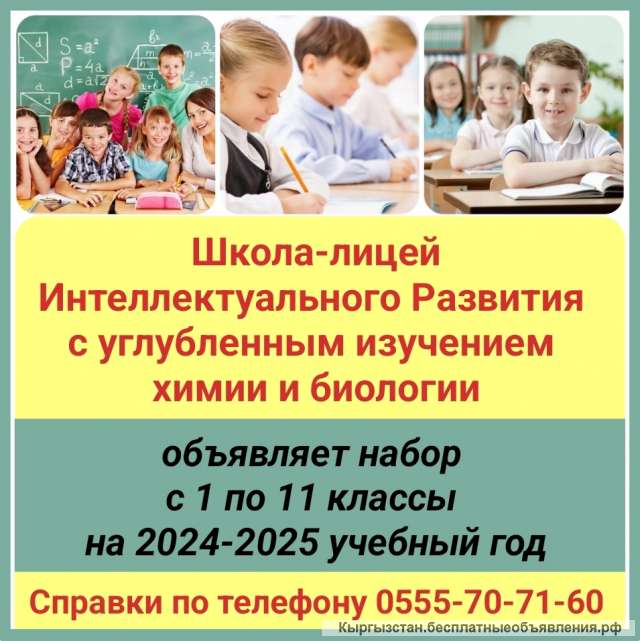 Школа-лицей интеллектуального развития с углублённым изучением химии и биологии объявляет набор с 1