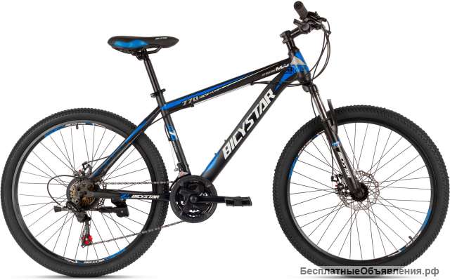 Велосипед 26" BICYSTAR, сталь, 21 ск, диск, +крылья