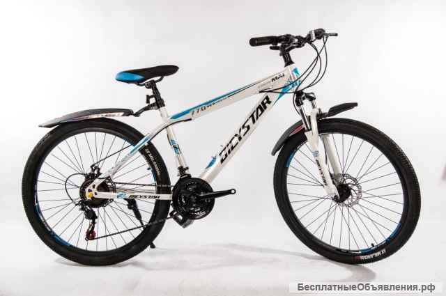 Велосипед 26" BICYSTAR, сталь, 21 ск, диск, +крылья