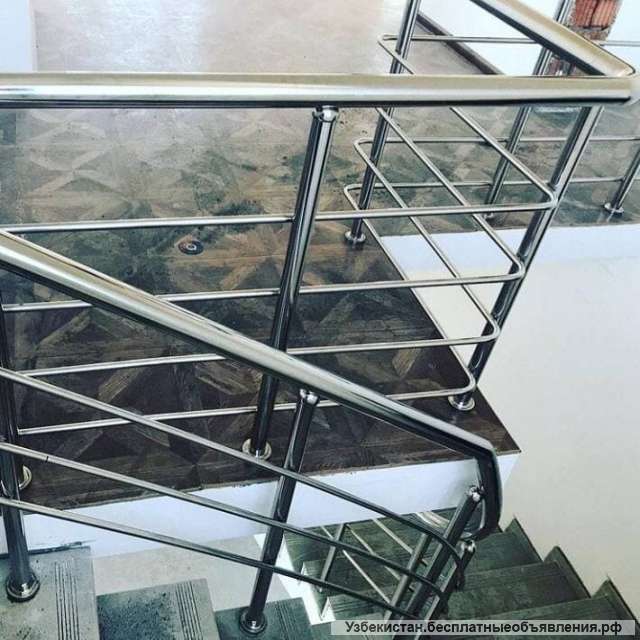 Перила из нержавейки и стеклянные перилы