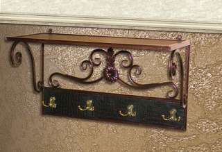 Вешалка настенная металлическая кованая с полкой В-4