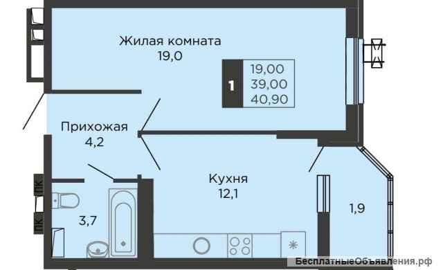 1к.кв 41м2 3/25эт.