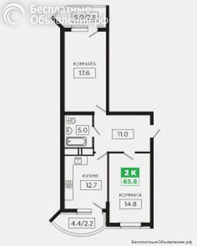 2 к.кв. 70 м2 Флотилия