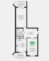 2 к.кв. 70 м2 Флотилия