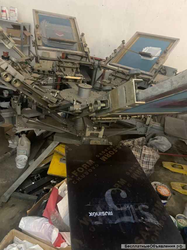 Карусель 6х6 шелкография + промежуточная сушка для печати на текстиле